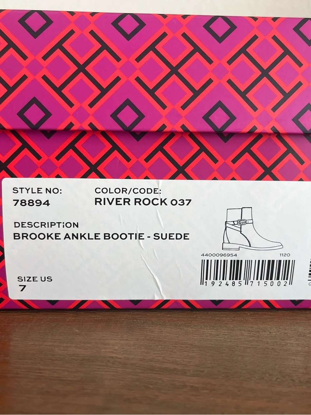 Tory Burch Brooke Ankle Bootie Suede River Rock Sz: 7